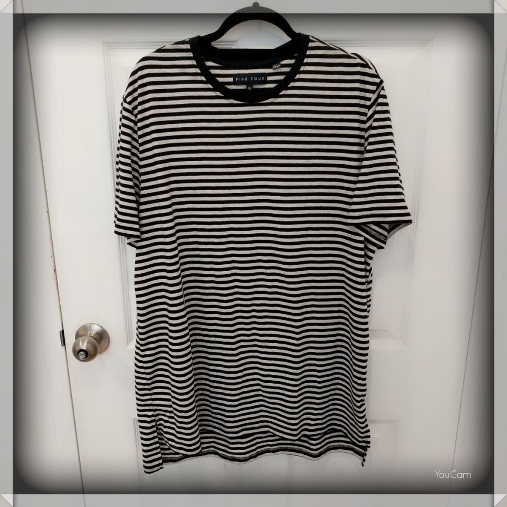 Five Four Short Sleeve Striped Tee - Black/White